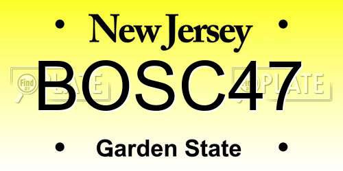 BOSC47 New Jersey License Plate