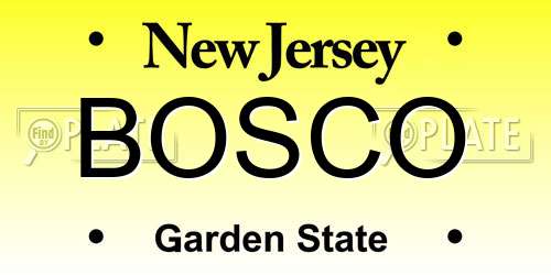 BOSCO New Jersey License Plate