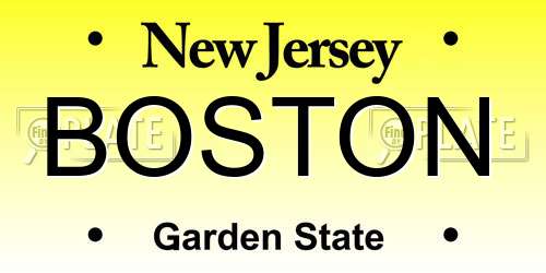 BOSTON New Jersey License Plate