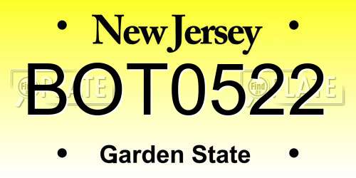 BOT0522 New Jersey License Plate