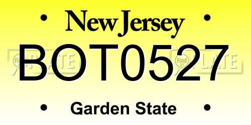 BOT0527 New Jersey License Plate