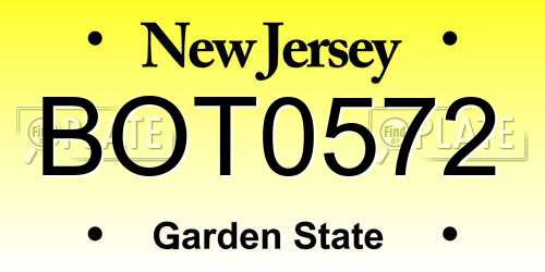 BOT0572 New Jersey License Plate