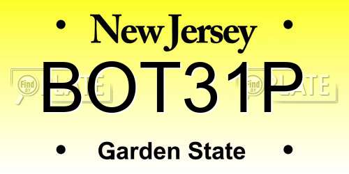 BOT31P New Jersey License Plate