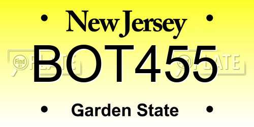 BOT455 New Jersey License Plate