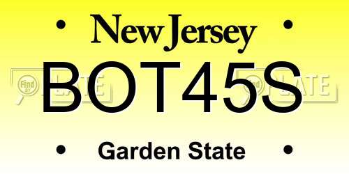 BOT45S New Jersey License Plate