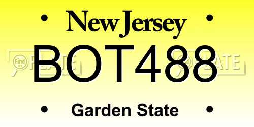 BOT488 New Jersey License Plate