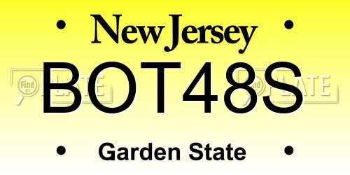 BOT48S New Jersey License Plate