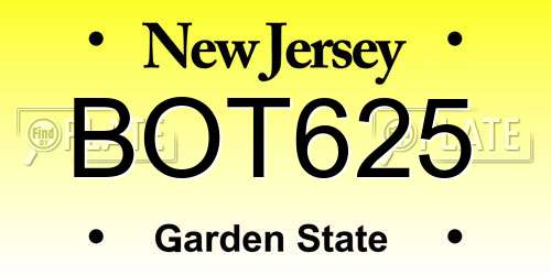 BOT625 New Jersey License Plate