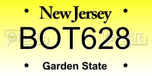 BOT628 New Jersey License Plate