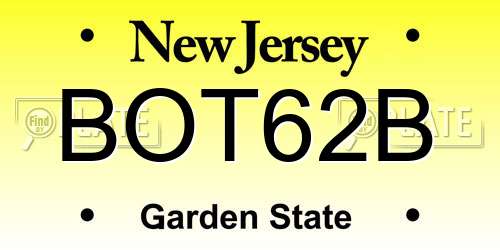 BOT62B New Jersey License Plate
