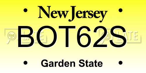 BOT62S New Jersey License Plate