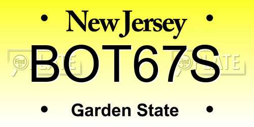 BOT67S New Jersey License Plate