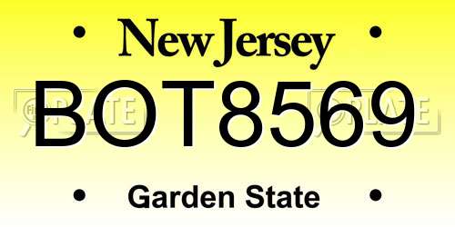 BOT8569 New Jersey License Plate