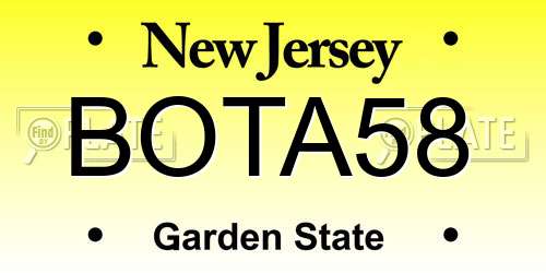 BOTA58 New Jersey License Plate
