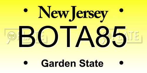 BOTA85 New Jersey License Plate