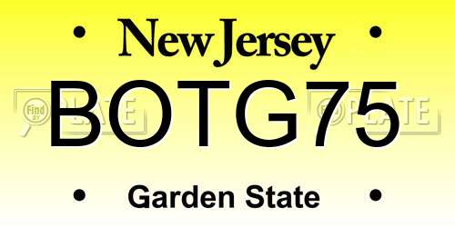BOTG75 New Jersey License Plate