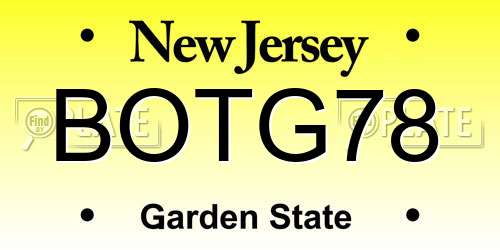 BOTG78 New Jersey License Plate