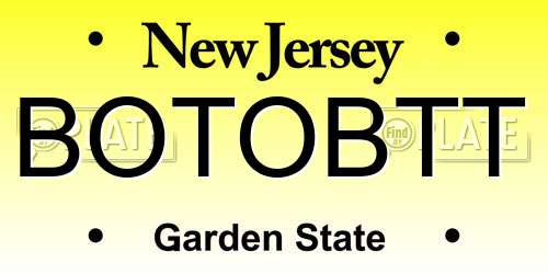 BOTOBTT New Jersey License Plate