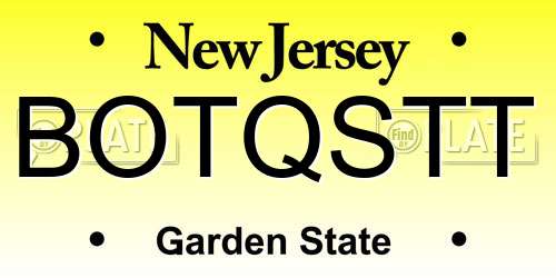 BOTQSTT New Jersey License Plate