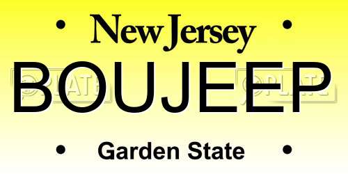 BOUJEEP New Jersey License Plate