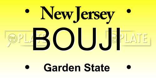 BOUJI New Jersey License Plate
