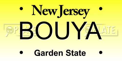 BOUYA New Jersey License Plate