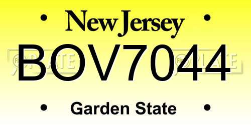 BOV7044 New Jersey License Plate