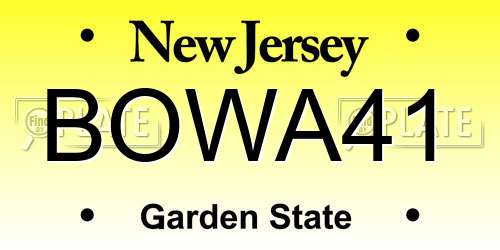 BOWA41 New Jersey License Plate