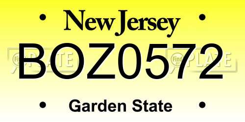 BOZ0572 New Jersey License Plate