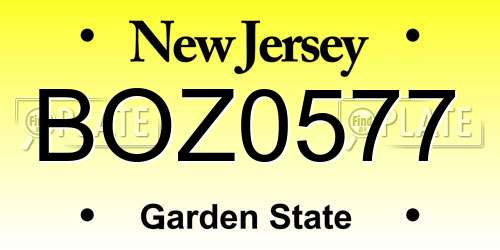BOZ0577 New Jersey License Plate