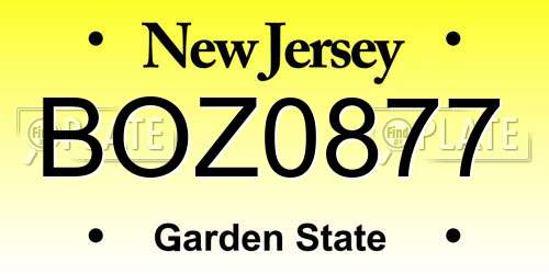 BOZ0877 New Jersey License Plate