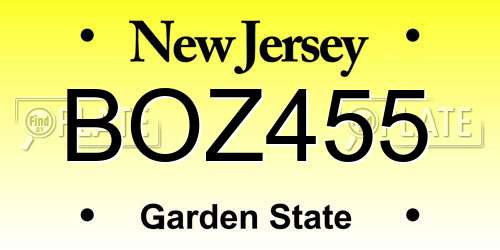 BOZ455 New Jersey License Plate