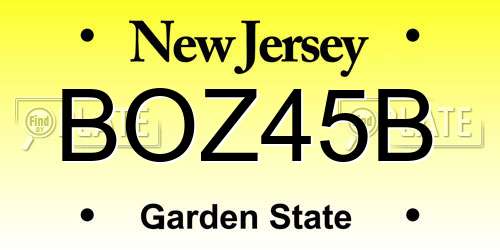 BOZ45B New Jersey License Plate