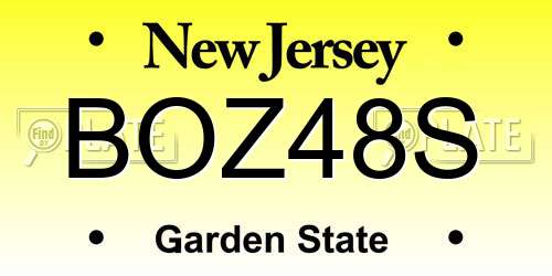BOZ48S New Jersey License Plate