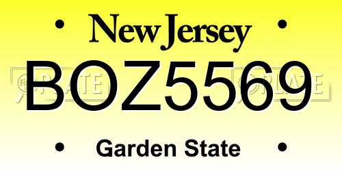 BOZ5569 New Jersey License Plate