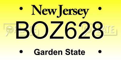 BOZ628 New Jersey License Plate