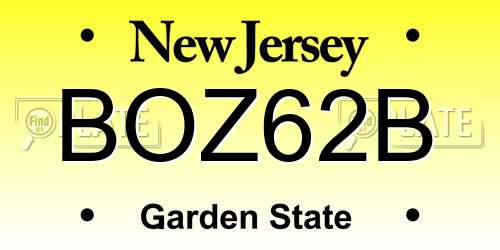 BOZ62B New Jersey License Plate