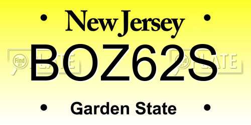 BOZ62S New Jersey License Plate