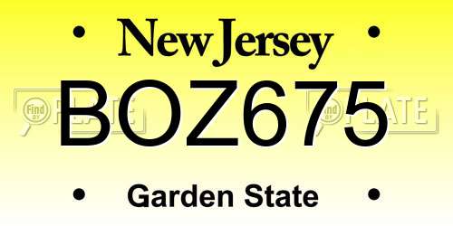 BOZ675 New Jersey License Plate