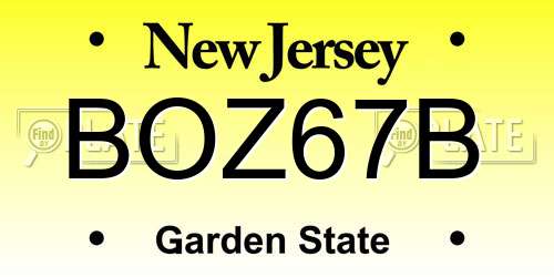 BOZ67B New Jersey License Plate