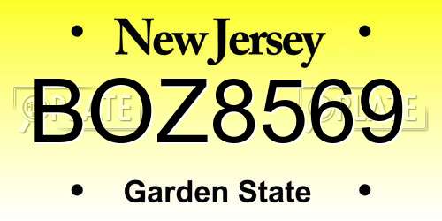 BOZ8569 New Jersey License Plate
