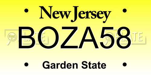 BOZA58 New Jersey License Plate