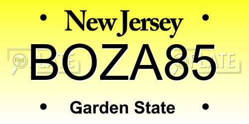 BOZA85 New Jersey License Plate
