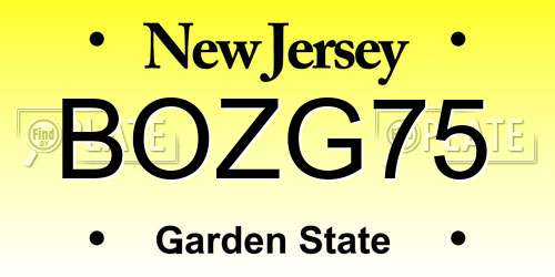 BOZG75 New Jersey License Plate