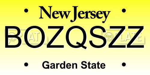 BOZQSZZ New Jersey License Plate