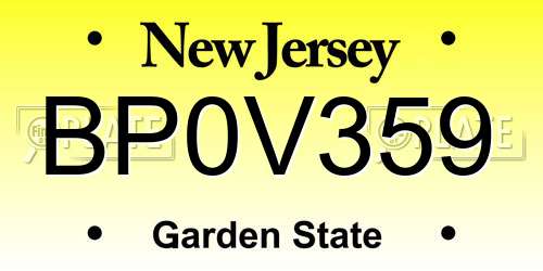 BP0V359 New Jersey License Plate