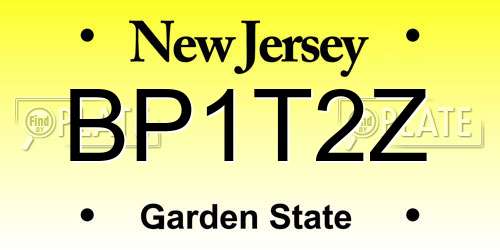 BP1T2Z New Jersey License Plate