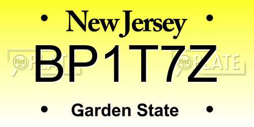 BP1T7Z New Jersey License Plate
