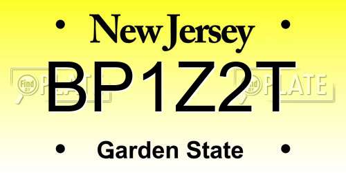 BP1Z2T New Jersey License Plate