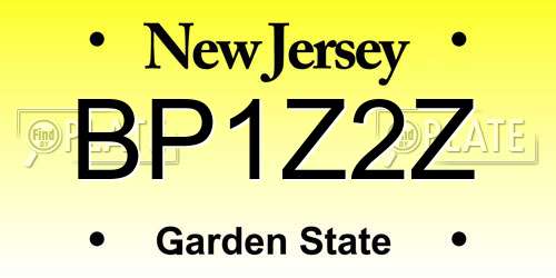 BP1Z2Z New Jersey License Plate